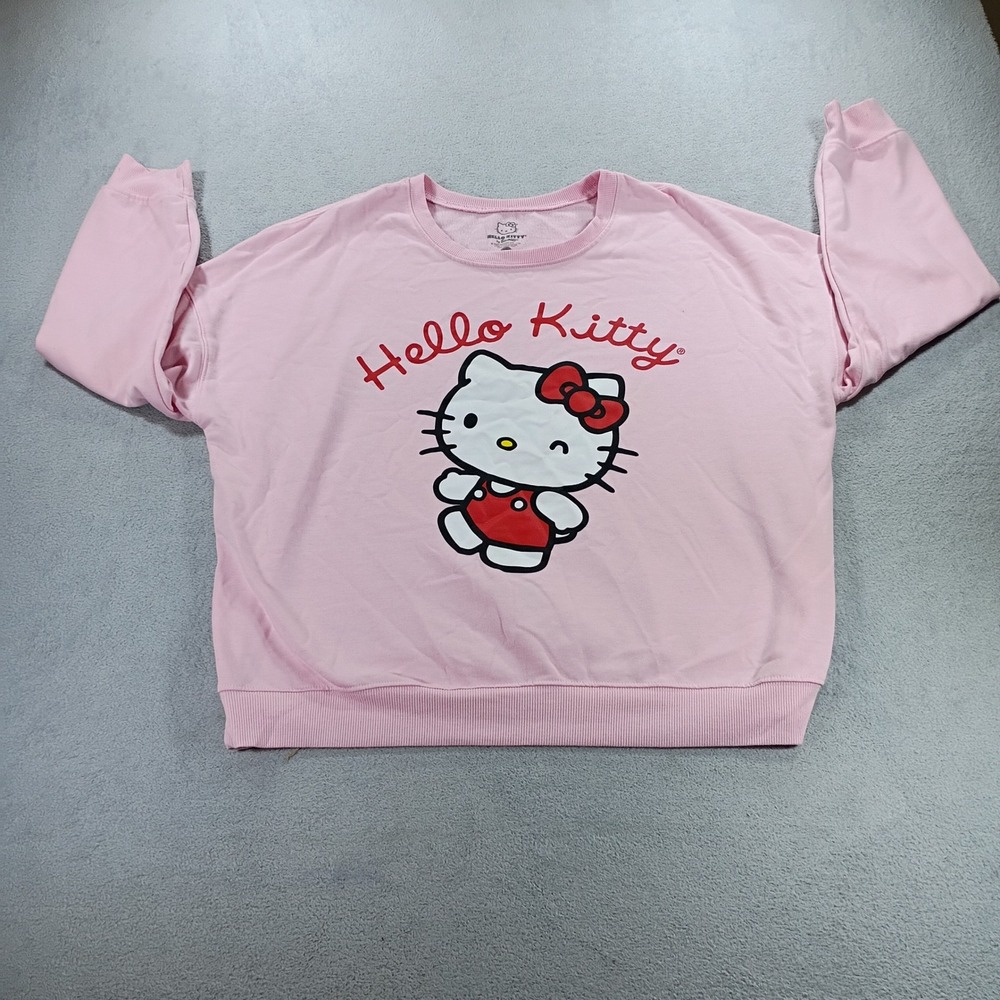 Hello Kitty Women Sweatshirt Pink XL Graphic Print Pullover Sanrio